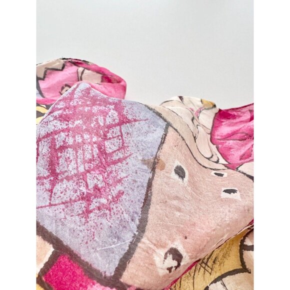 Unbranded Pink Purple Modernist Abstract Silk Chiffon 34" x 31" Square Scarf - Picture 10 of 11